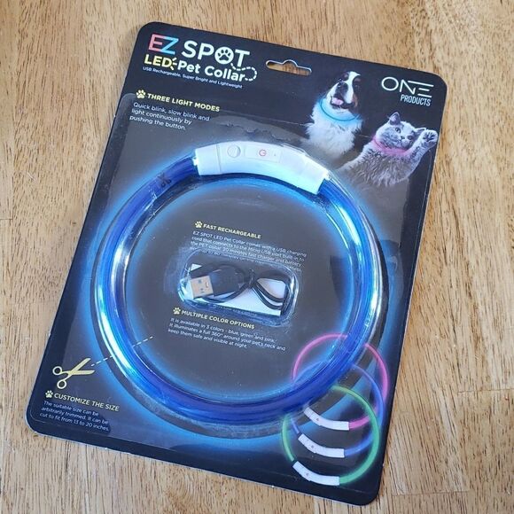 LED Pet Collar Rechargeable Blue Light Up  led EZ Spot LED Pet Collar Do… - Picture 1 of 8